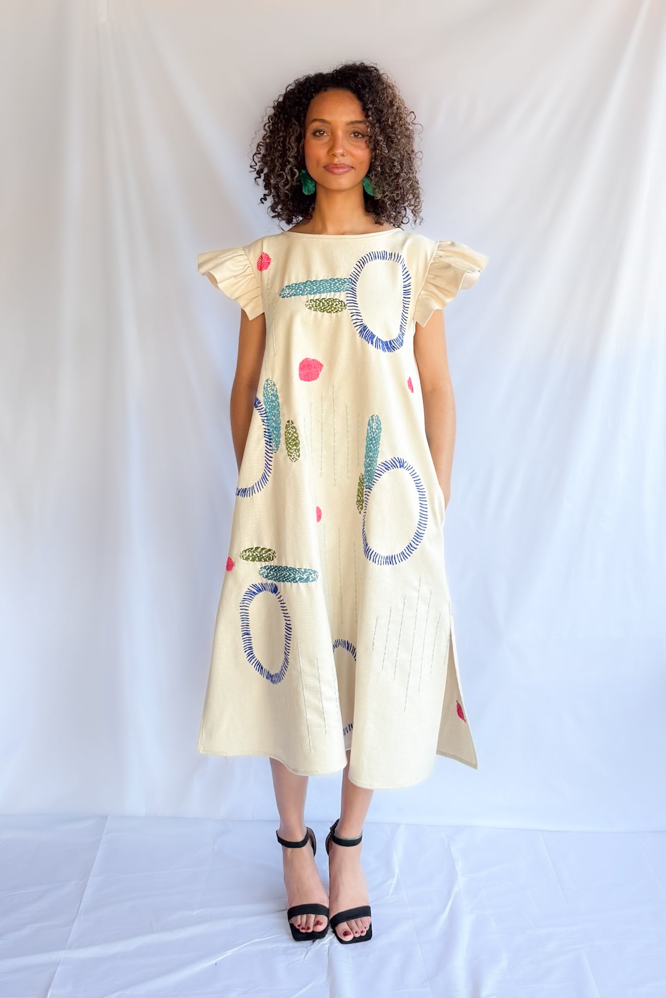 CANVAS HAND EMBROIDERY DRESS