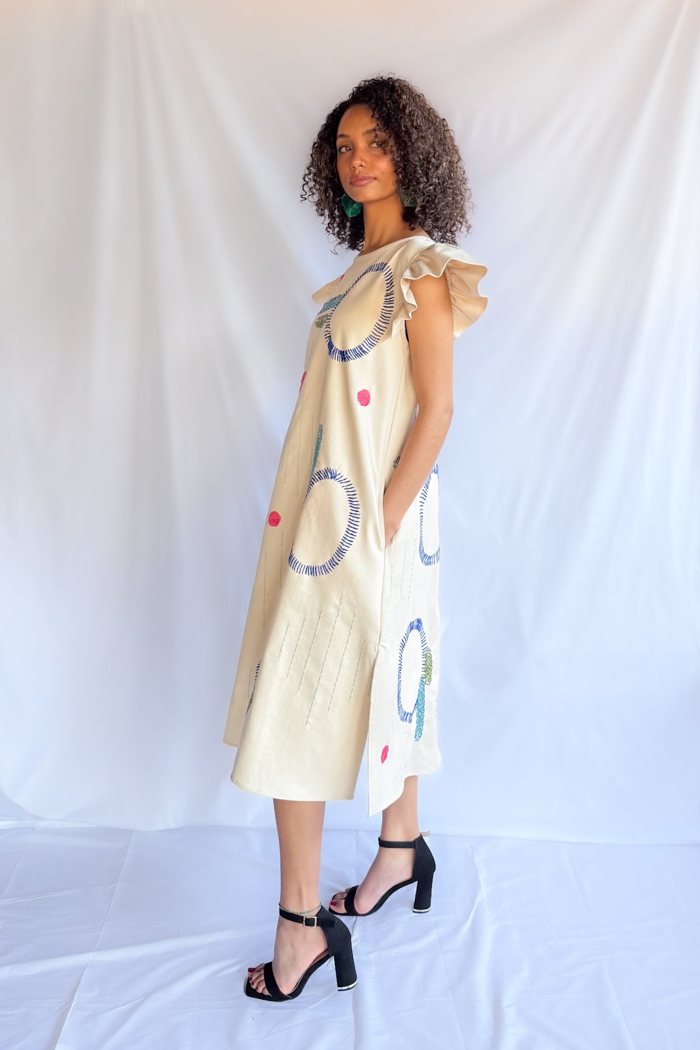 CANVAS HAND EMBROIDERY DRESS
